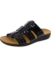 Easy Spirit Bazel 3 Womens Faux Leather Slip On Slide Sandals In Black