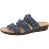 Easy Spirit Bazel 3 Womens Faux Leather Slip On Slide Sandals In Blue
