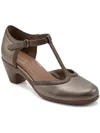 Easy Spirit Cara Womens Suede Slip On T-strap Heels In Gold