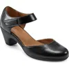 Easy Spirit Casity Ankle Strap Pump In Black Leather