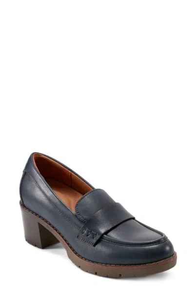 Easy Spirit Charli Block Heel Loafer In Dark Blue