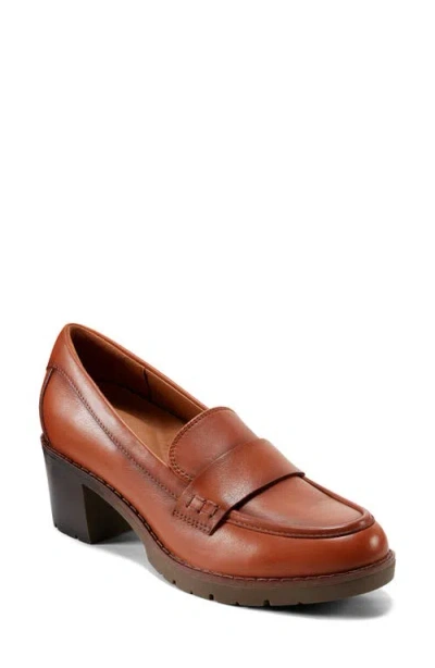 Easy Spirit Charli Block Heel Loafer In Medium Brown