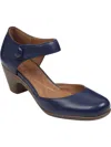 Easy Spirit Clarice Womens Cushioned Footbed Block Heel Mary Jane Heels In Dark Blue Leather