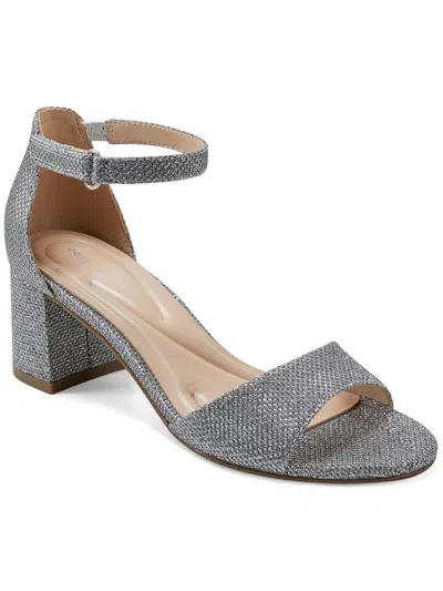 Easy Spirit Daven Womens Glitter Ankle Strap Heels In Silver