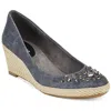 Easy Spirit Eskalijo Womens Jeweled Espadrille Wedge Heels In Grey