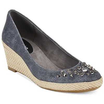 Easy Spirit Eskalijo Womens Jeweled Espadrille Wedge Heels In Grey