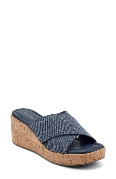 Easy Spirit Fawn Wedge Slide Sandal In Blue