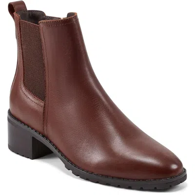 Easy Spirit Fedra Womens Zipper Leather Booties In Medium Brown Leather