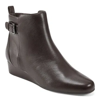 EASY SPIRIT GEORGIA BOOTIE WOMEN'S BROWN LEATHER ANKLE WEDGE BOOTS JOBB1125