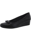 Easy Spirit Gerta 3 Womens Faux Leather Round Toe Wedge Heels In Black