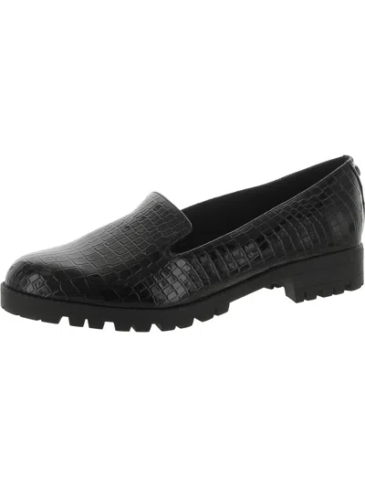 Easy Spirit Geva Womens Patent Embossed Loafers In Black