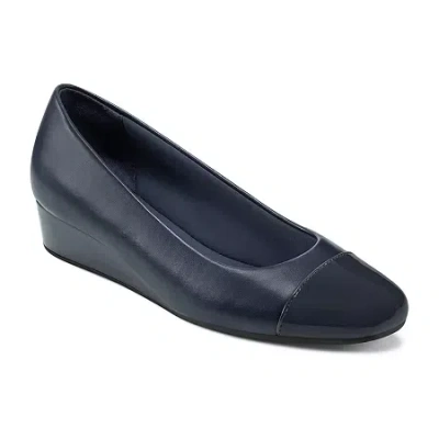 Easy Spirit Gilian Womens Round Closed Toe Flat Heel Pumps In Blue