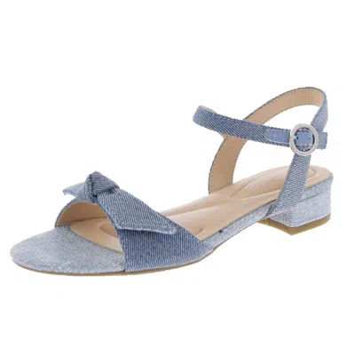 Easy Spirit Ginova Womens Leather Ankle Strap Heels In Blue Denim - Textile