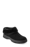 Easy Spirit Glacier Faux Shearling Clog In Black Suede