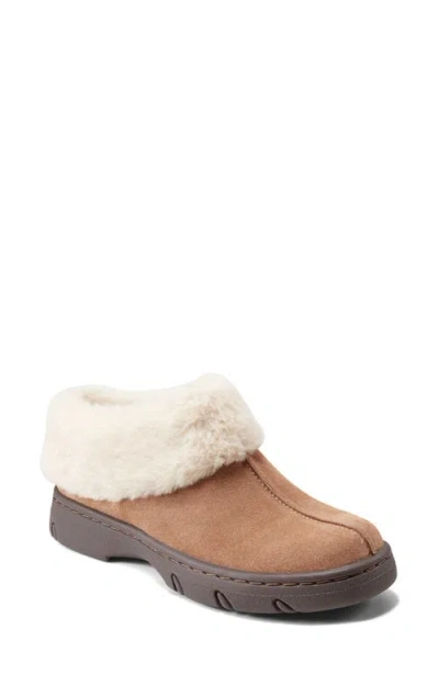 Easy Spirit Glacier Faux Shearling Clog In Medium Brown Suede