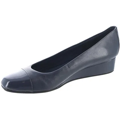 Easy Spirit Gracey Womens Dressy Slip On Wedge Heels In Navy Multi