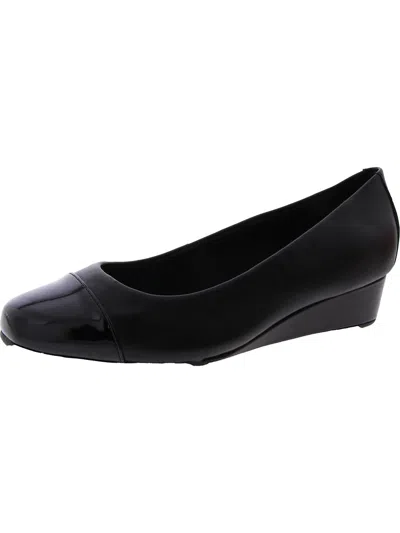 Easy Spirit Gracey Womens Suede Square Toe Wedge Heels In Black