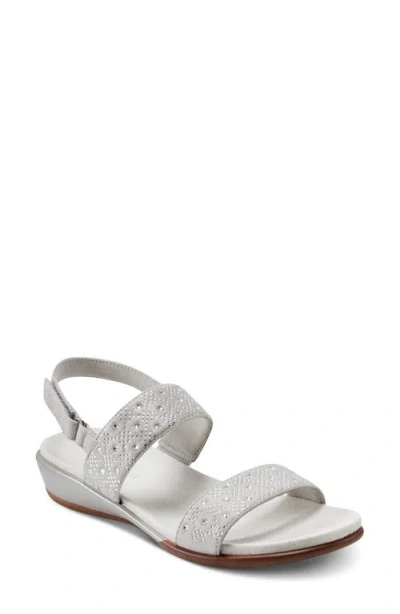 Easy Spirit Haisley Slingback Wedge Sandal In Silver Shimmer
