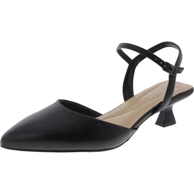 Easy Spirit Halyn 9 Womens Leather Kitten Slingback Heels In Black