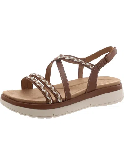Easy Spirit Ivani Womens Leather Flatform Slingback Sandals In Brown Leather