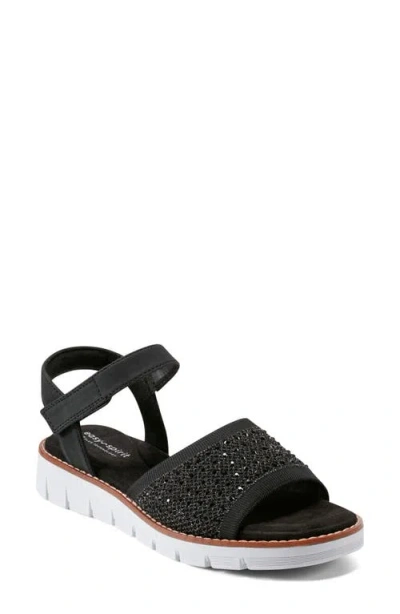 Easy Spirit Jaela Ankle Sttap Platform Wedge Sandal In Black