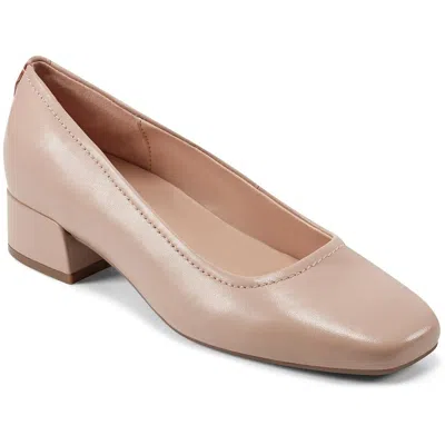 Easy Spirit Jain Womens Leather Square Toe Loafers In White