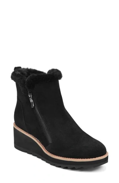Easy Spirit Jane Faux Fur Lined Wedge Bootie In Black
