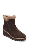 Easy Spirit Jane Faux Fur Lined Wedge Bootie In Brown