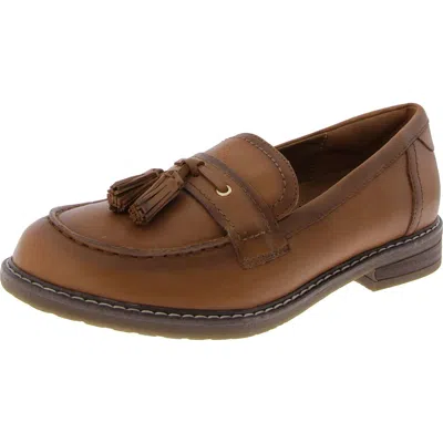 Easy Spirit Janelle Womens Leather Tassel Loafers In Brown
