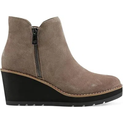 Easy Spirit Jayda Boots Womens Taupe Suede Wedge Heel Ankle Bootie Lion136 In Gray
