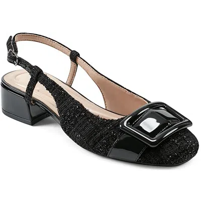 Easy Spirit Jola 2 Womens Toe Cap Textured Slingback Heels In Black Tweed Multi