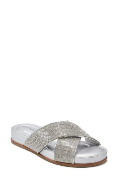 Easy Spirit Judy Platform Slide Sandal In Silver - Manmade,faux Leather