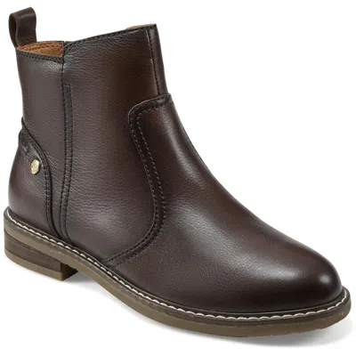 Easy Spirit Juna Womens Leather Ankle Booties In Dark Brown Leather