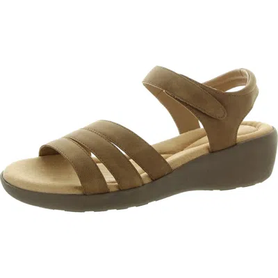 Easy Spirit Kenton 3 Womens Faux Leather Open Toe Wedge Sandals In Multi