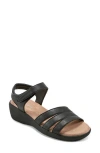 Easy Spirit Kenton 3 Womens Faux Leather Open Toe Wedge Sandals In Black