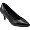 Easy Spirit Selexie Womens Mesh Inset Leather Kitten Heels In Black