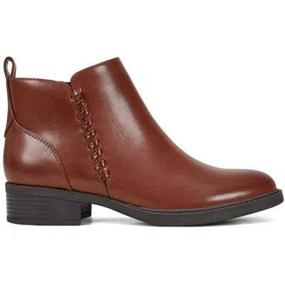 Easy Spirit Lorand 3 Womens Faux Leather Zipper Booties In Cognac