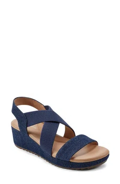 Easy Spirit Lucille Wedge Sandal In Dark Blue