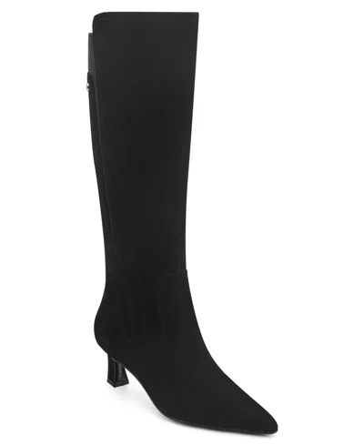 Easy Spirit Makenna Knee-high Pointed-toe Arch-support Boots In Black