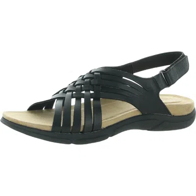 Easy Spirit Mar Womens Leather Slingback Flat Sandals In Black
