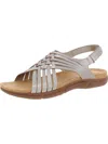 Easy Spirit Semar Womens Leather Slingback Flat Sandals In Gold