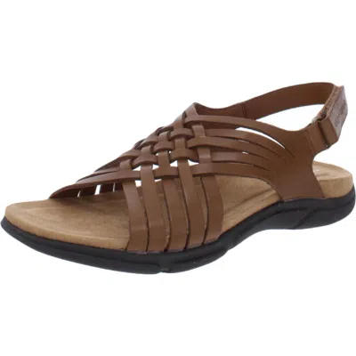Easy Spirit Mar Womens Leather Slingback Flat Sandals In Brown
