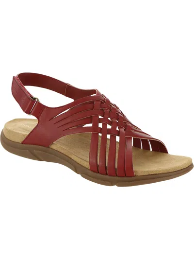 Easy Spirit Mar Womens Leather Slingback Flat Sandals In Medium Red