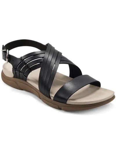 Easy Spirit Marlis Womens Leather Padded Sole Slingback Sandals In Black
