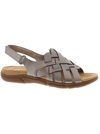 Easy Spirit Maryan Womens Leather Adjustable Wedge Sandals In Gray