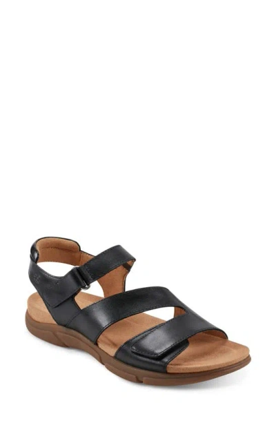 Easy Spirit Mavey Ankle Strap Sandal In Black Leather