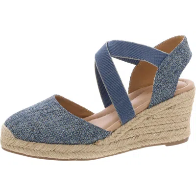 Easy Spirit Meza 2 Womens Metallic Espadrilles Wedge Sandals In Blue