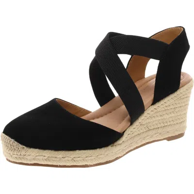Easy Spirit Meza Womens Suede Round Toe Espadrilles In Black