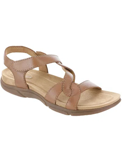 Easy Spirit Minny Womens Criss-cross Front Leather Slingback Sandals In Brown