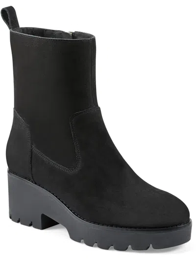 Easy Spirit Morgan Womens Faux Suede Zipper Ankle Boots In Black